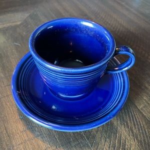 Fiesta deep blue cup and saucer set